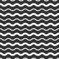 Wavy lines. seamless texture with white rolling lines on black background