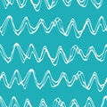 Wavy lines seamless vector pattern background. Large entwined hand drawn uneven line art sea waves backdrop. Abstract Royalty Free Stock Photo