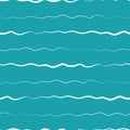 Wavy lines seamless vector pattern background. Thin hand drawn uneven doodle style horizontal sea waves backdrop Royalty Free Stock Photo