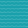 Wavy lines seamless vector pattern background. Uneven thin hand drawn doodle style ocean waves backdrop. Spacious Royalty Free Stock Photo