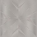 Wavy lines textured 3d seamless pattern. Vector embossed light background. Grunge relief repeat backdrop. Wavy lines and curves Royalty Free Stock Photo