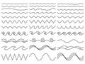 Wavy lines. Wiggly border, curved sea wave and seamless billowing ocean waves vector illustration set Royalty Free Stock Photo