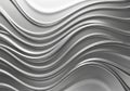 Wavy metallic surface with smooth, flowing silver lines creating a Royalty Free Stock Photo