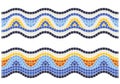Wavy mosaic ornament, seamless border with pattern in portuguese style, waves tessellation