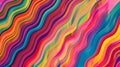 Wavy, multicolored lines ripple across the canvas in a dynamic, psychedelic pattern bursting with energy and color