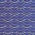 Wavy ocean blue seamless pattern with water waves, Vector illustration for textile, wallpaper, and fashion design Royalty Free Stock Photo