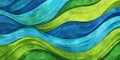 Wavy oil paint textures with vibrant blue and green stripes blending seamlessly into an abstract Royalty Free Stock Photo