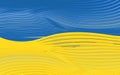 Wavy pattern with Ukraine national flag, painting striped flag of Ukraine. Symbol, poster, banner of the national flag. Style Royalty Free Stock Photo