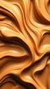Wavy patterns of smooth caramel-colored substance create an intriguing visual texture