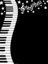 Wavy Piano Keyboard Black and White Background