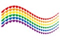 Wavy rainbow LGBT flag with heart shapes, gay pride flag Royalty Free Stock Photo