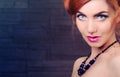 Wavy Red Hair. Fashion Girl Portrait. Royalty Free Stock Photo