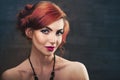 Wavy Red Hair. Fashion Girl Portrait. Royalty Free Stock Photo