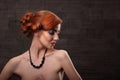 Wavy Red Hair. Fashion Girl Portrait. Royalty Free Stock Photo