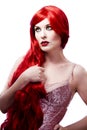 Wavy Red Hair woman. Fashion Girl Portrait Royalty Free Stock Photo