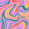 Wavy retro square background. Groovy fluid pattern. Psychedelic abstract design. 60s 70s retro vibe. Funky print trippy