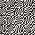 Wavy Ripple Lines. Vector Seamless Black and White Pattern.
