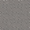 Wavy Ripple Lines. Vector Seamless Black and White Pattern.