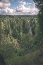 wavy river in forest in green summer - vintage retro look Royalty Free Stock Photo