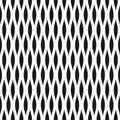 Wavy seamless pattern background in black and white. Vintage and retro abstract ornamental design of spiky ovals or lens Royalty Free Stock Photo