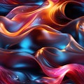 wavy seamless pattern with neon gradient multicolored 3d waves on black background