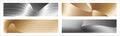 Wavy silver and gold parallel gradient lines, ribbons, silk. Set of 4 backgrounds. Black and white with shades of gray or golden Royalty Free Stock Photo