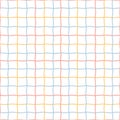 wavy square grid pink, blue and yellow lines vector plaid pattern seamless checkered geometric background Royalty Free Stock Photo