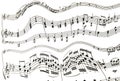 Treble and bass clef with melody notes on white background