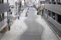 A wavy street with restuarants in Numazu in Japan