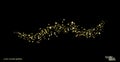 Wavy strip sprinkled with crumbs golden shiny texture. Chaotic Gold glitter dust on black. Jewelry confetti. Vector Royalty Free Stock Photo