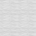 Wavy stripes seamless background. Thin hand drawn uneven waves vector pattern. Royalty Free Stock Photo