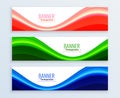 wavy style modern web business banner templates in collection Royalty Free Stock Photo
