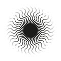Wavy sun shape. Circular wave icon. Radiating swirl pattern. Vector black silhouette. Royalty Free Stock Photo