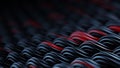 Wavy surface of black and red curles ornament abstract 3D render