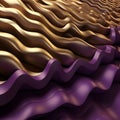 Wavy surface futuristic. Gold and purple abstract background Royalty Free Stock Photo