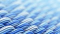 Wavy surface of white and blue curles ornament abstract 3D rendering with DOF