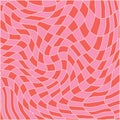 Wavy Swirl Groovy background on red and pink colors. Seventies Style, Hippie Pattern, Psychedelic distorted wave