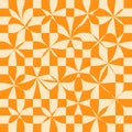 1970 Wavy Swirl Seamless Pattern in Orange and Pink Colors. Seventies Style, Groovy Background Royalty Free Stock Photo