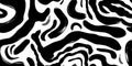Wavy and swirled brush strokes vector seamless pattern. Black paint freehand scribbles, abstract ink background.