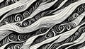 Wavy and swirled brush strokes vector seamless pattern., Generative AI Royalty Free Stock Photo