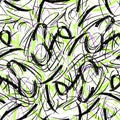 Wavy and swirled chalk strokes seamless pattern