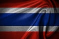Wavy Thailand flag on isolated background with highly detailed fabric texture. Realistic rendering quality