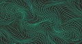 Wavy turquoise grid wireframe abstract with fluid distortion and dark background Royalty Free Stock Photo