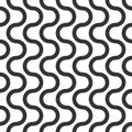 Wavy vector seamless pattern, geometric abstract background of black and white color. Modern simple wave line ornament Royalty Free Stock Photo