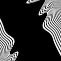 Wavy, waving lines. Lines, stripes with distortion effect. Abstr