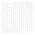 Wavy, waving thin lines. Camber, crook, squeeze stretch distortion on grid, mesh. Billow deformation on array of intersecting Royalty Free Stock Photo