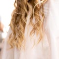 wavy white hair back view. white background Royalty Free Stock Photo