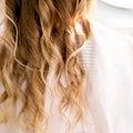 wavy white hair back view. white background Royalty Free Stock Photo