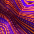 Wavy wires digital illustration of iridescent striped floating lines. Creative pattern design. 3d rendering