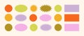 Wavy Zigzag Edge Rectangle, Oval, Circle Stickers Set. Vector Jagged Geometric Shapes. Abstract Elements